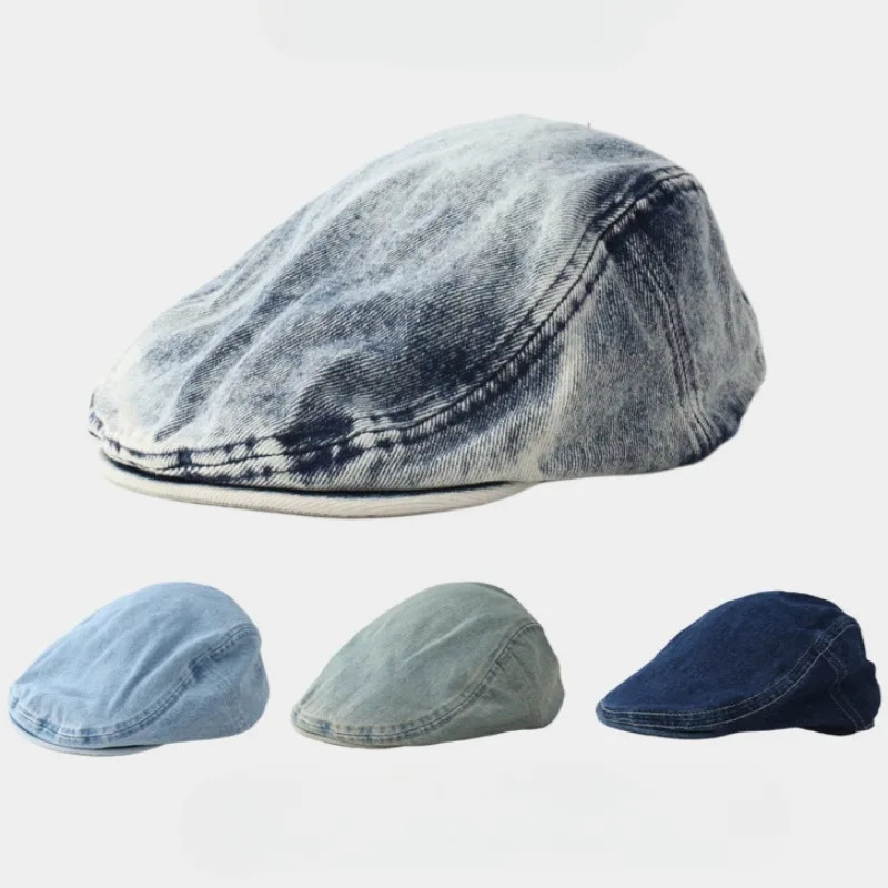 Retro Herringbone Style Berets for Men Women sboy Hat Unisex Fashion Wash Denim Painter Hat Girls All-match Flat Cap 250723