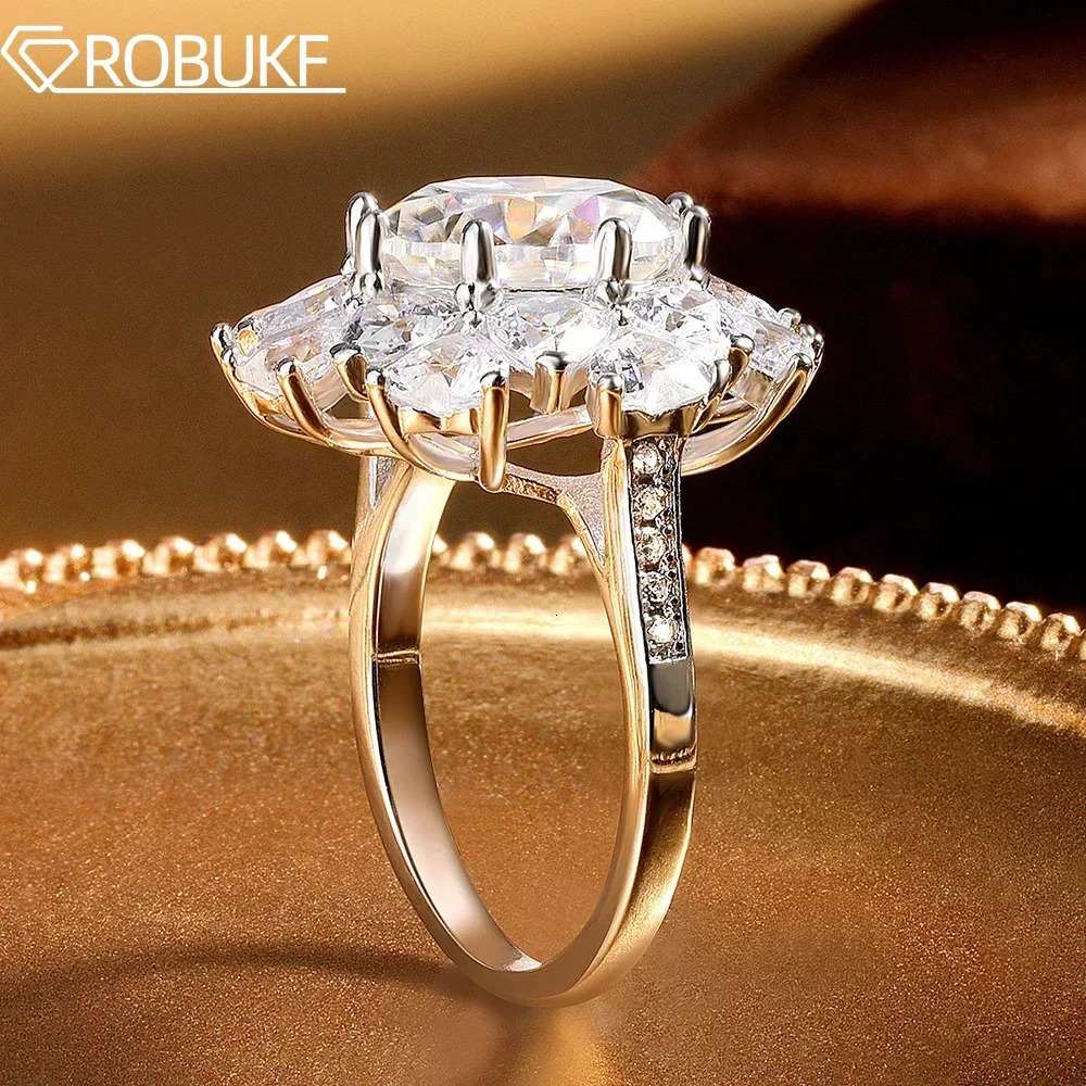 5 Carat D Color Ring for Women 925 Sterling Silver Plated 18k White Gold Engagement Wedding Band Sparkling Jewelry 250715