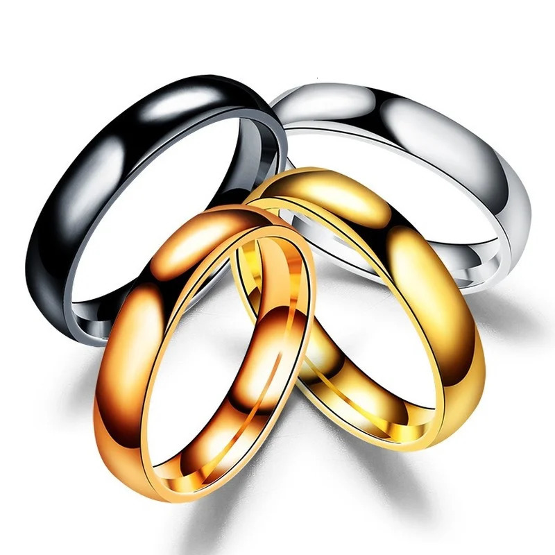 Simple 4mm 6mm Ring Women Men Prevent Allergy High Polished Wedding Rings Stainless Steel Couple Finger Jewelry Gifts 250725