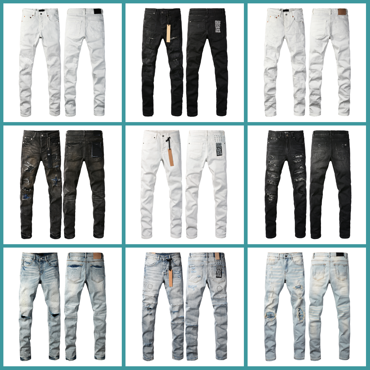 Designer mens ksubi jeans High quality Fashion wash ripped straight leg mens jeans Stacked Skinny jeans Trendy Brand Retro Pants personality stre-image-879357574