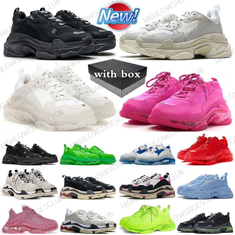 With Box triple s designer sneakers casual shoes for men women Black White Blue Pink mens trainers sports
