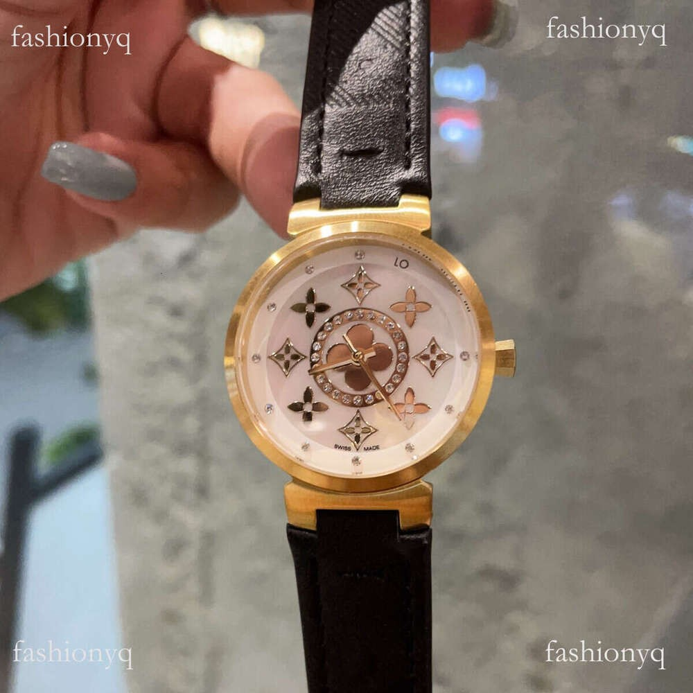 New Style Designer Women Watch Fashion TAMBOUR SLIM 34mm Quartz Women's Watches Leather Strap Watch Women's Light Luxury High-end Ladies&#