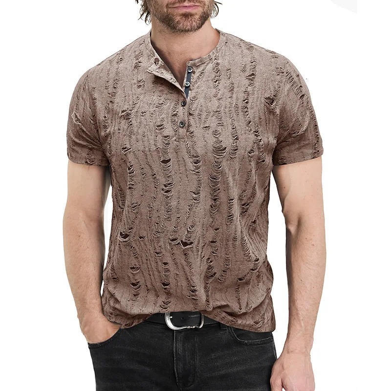 2K Mens Oversized Short Sleeve Henry T Shirts Retro Ripped T Shirt Man er Clothing Summer Fashion Men Tshirts Sale 250724
