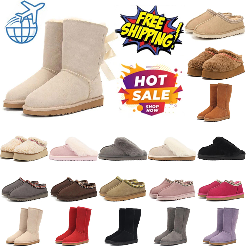 free shipping designer boots mid-calf tasman australia slippers womens tazz slides shoes black mens shoes suede snow Bowtie bowknot snow new style
