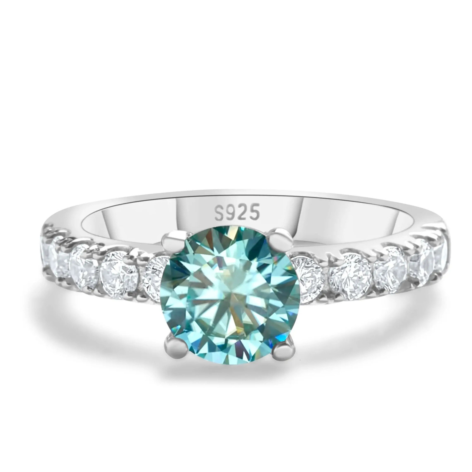 1.0 carat Simple Ring with 4 Claw S925 Sterling Silver Womens Engagement Band Fashion fine Jewelry gift 250715