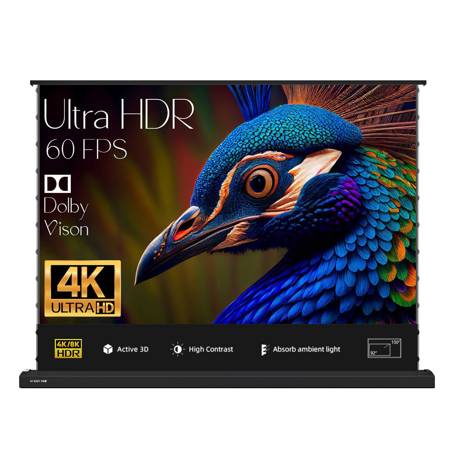 Floor Rising Projection Screen Black Diamond 120 Inch ALR Motorized Electric Rollable Screen For Long Throw/Normal Projector 4K-image-1068115228