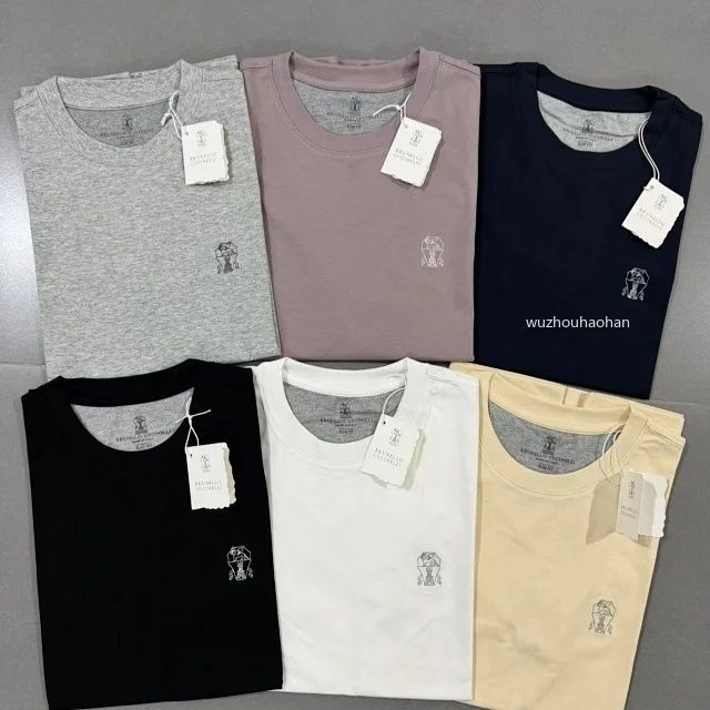 Men T Shirts Summer Casual Breathable Sweat-absorbent 100% Cotton Embroidered Round Neck Short Sleeve T-shirt B1289