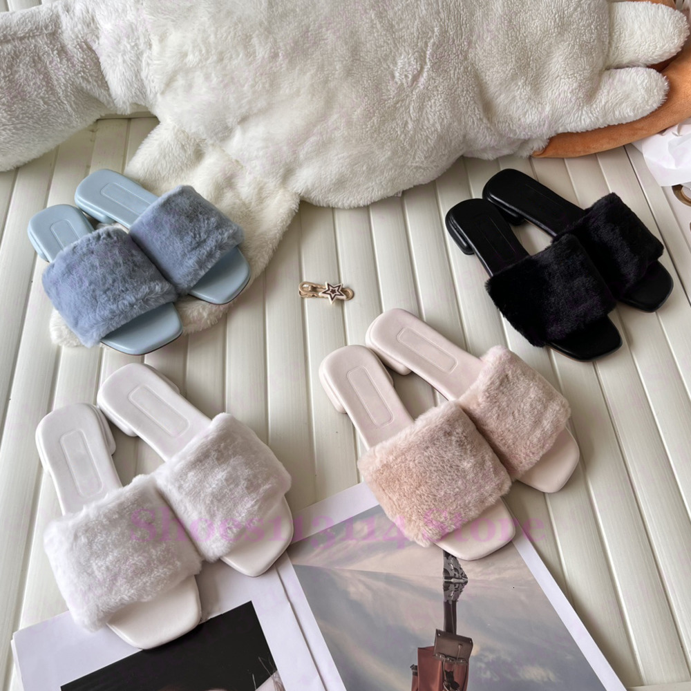 Luxury Wool Slippers Designer Ladies Slides Women Mules Slipper Winter Warm Flats Letters Sandals Sliders 35-41