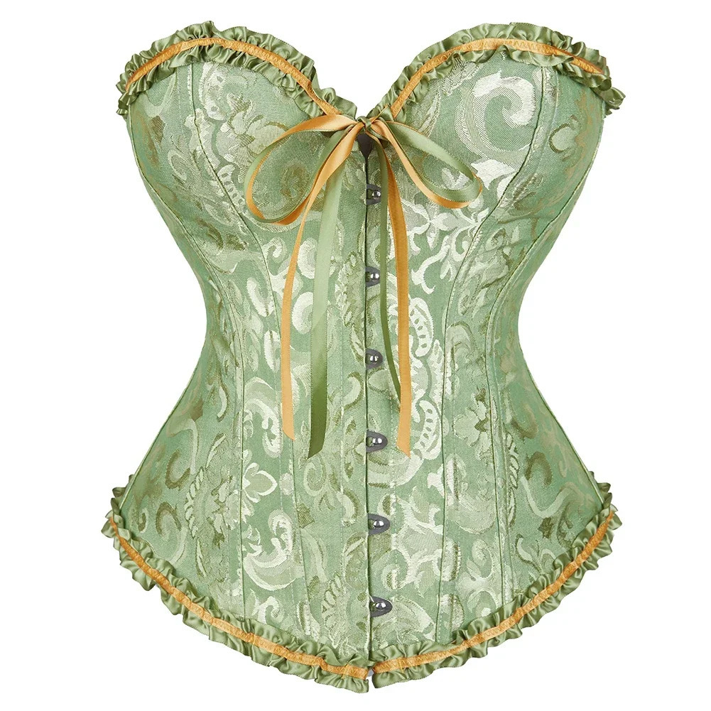 Women Vintage Victorian Corset Bustier Top Lace-up Boned Jacquard Shapewear Weding Lingerie Strapless Sweetheart Corselet 250721