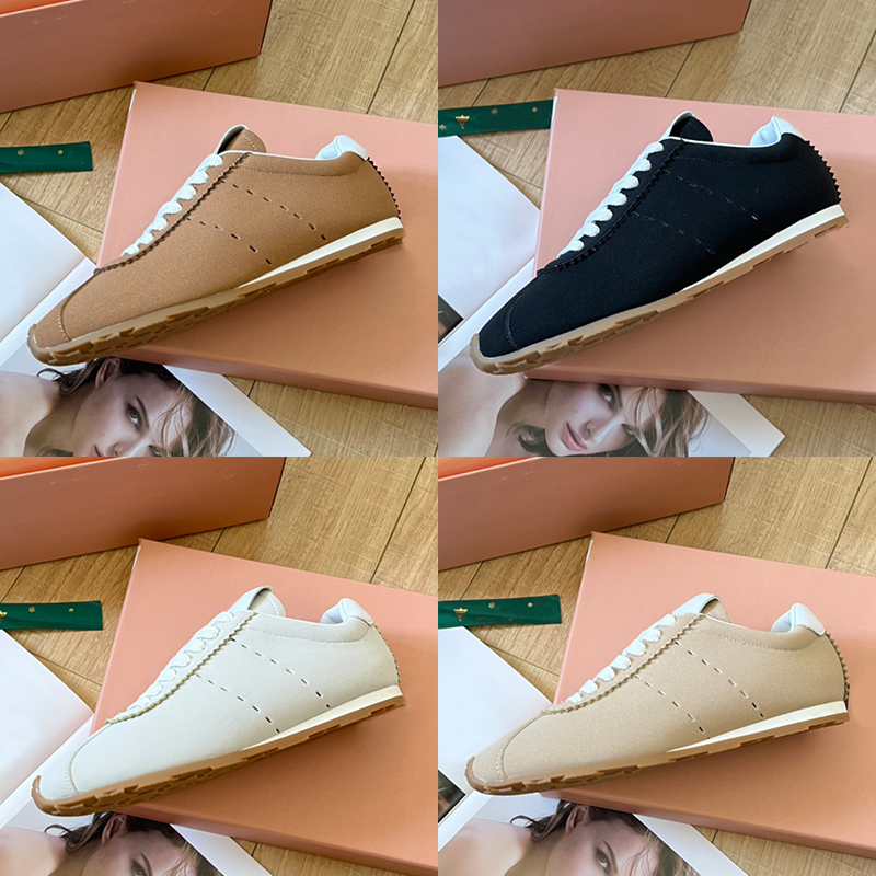 Fashion womens designer casual shoes Plume Suede Ballet Flats Sneakers Ivory Beige Khaki black luxury low flats sneaker outdoor women sport trainers