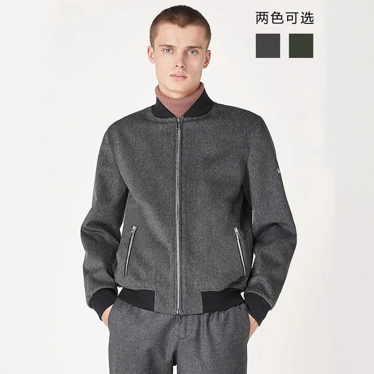 Mens Jacket Baseball Collar Coat 53% Woolen Sweater Tweed Thick Coat L1289