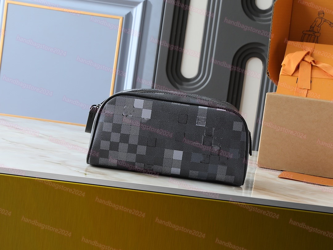 Luxury Dopp Kit Toilet Bag Men's Damoflage Black Canvas Mosaic Storage Bag Women's Makeup Bag Double Zipper Designer Travel Storage Bag Hi