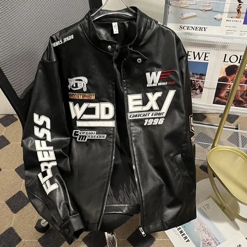 Retro Motorcycle Embroidery PU Leather Jacket Mens Spring and Autumn Style Cool and High-end Racing Suit Pilot Leather Jacket 250724