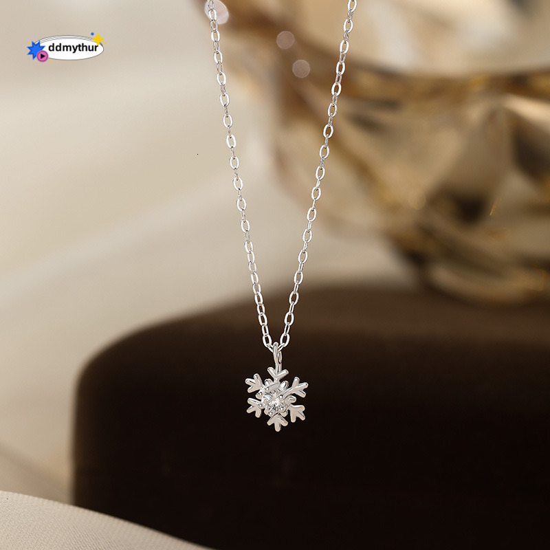 Abao 999 Pure Sier Autumn Winter New Snowflake for Women Korean Gentle Sweet Ins Style High-end Necklace ddmythur