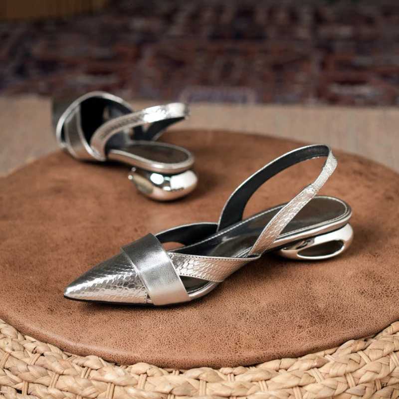 Womens High Heels Summer New Low Heel Pointed Shallow Mouth Baojiao Slippers Fashion Temperament Abnormity with Sandals Z250725