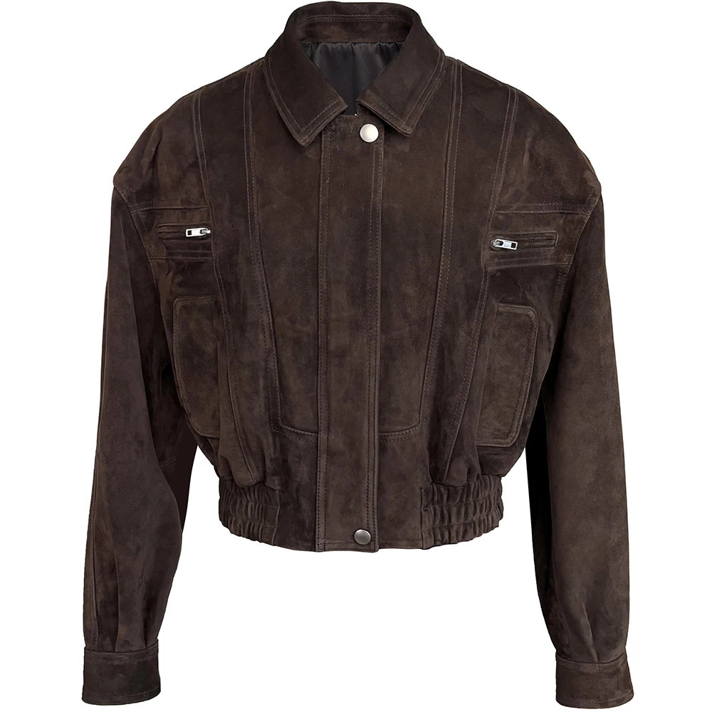 Autumn Oversized Suede Jacket for Women Leather Bomber Jacket Female 250725
