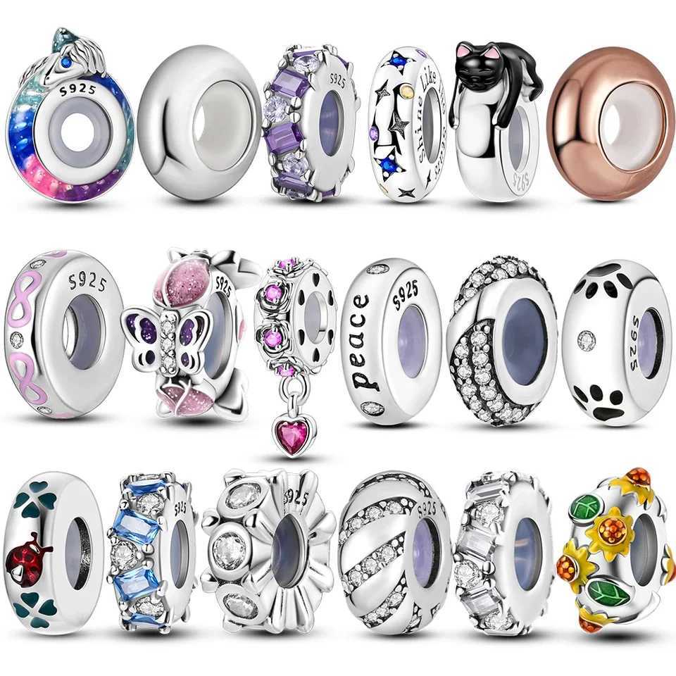 925 Sterling Silver Sile Spacer Stopper Beads Charms Jewelry Fits Original 925 Bracelet For Women DIY Gift Party XJ250726