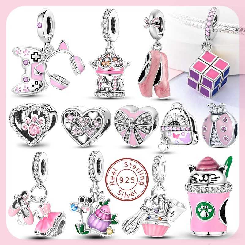 2025 New 925 Sterling Silver Charms Beads Heart Pink Original Charm Pendant Fits Charm Bracelets DIY Jewelry Birthday Gift XJ250726