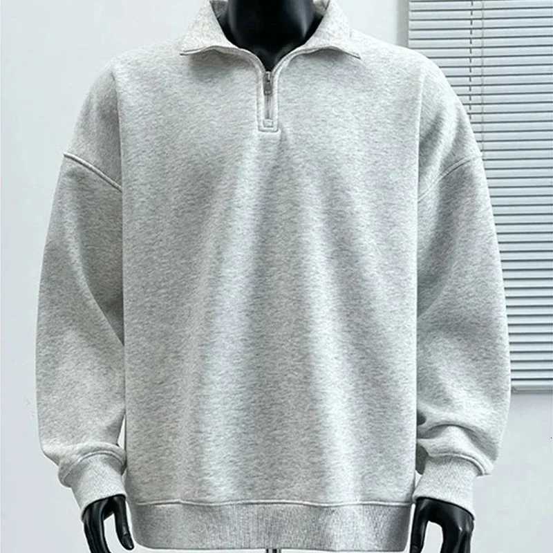 2025 New Korean Fashion Half-zip Sweatshirts For Men Spring Stand-up Collar Pullover Hoodies Y2K Vintage Solid Tracksuit Men XJ250726