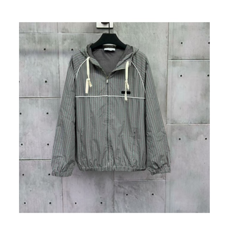 women jacket designer coats top hooded windproof fashion plaid gray womens jacket high quality outdoor casual loose versatile windbreaker women oute