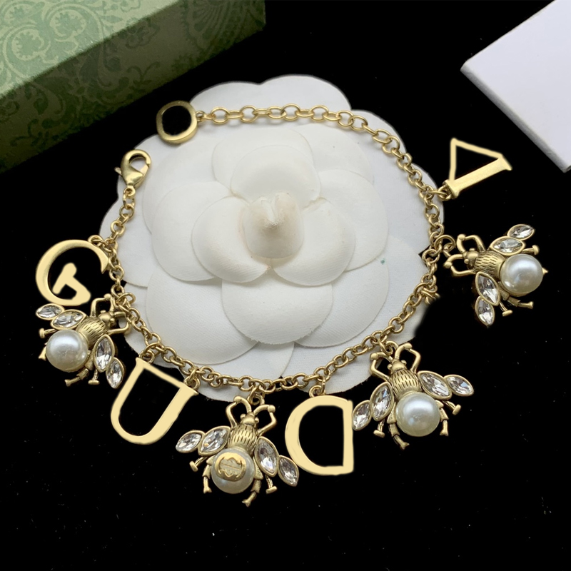 Never Fading Gold Plated Brand Designer Pendants Necklaces Stainless Steel Letter Choker Pendant Necklace Beads Bracelet Chain Jewelry
