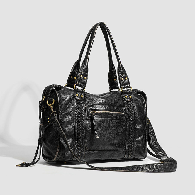 Free Shipping Designer Women's Fashionable Retro Handbag Luxury Heavy-duty Distressed Large Capacity Single Shoulder Armpit Bag Soft Leather Mo