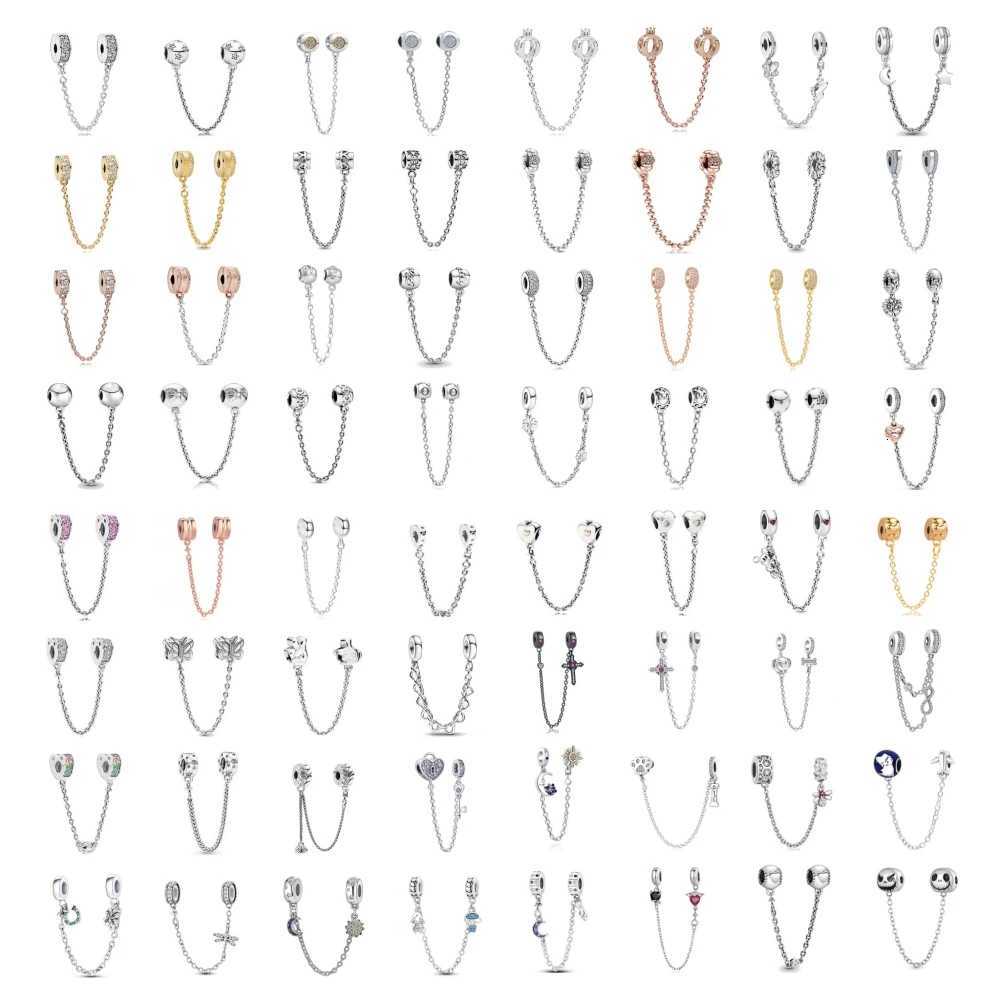 New 925 Sterling Silver Plated Butterfly Daisy Safety Chain Bead Suitable For Ladies Original DIY Bracelet Gift Jewelry Charm XJ250726