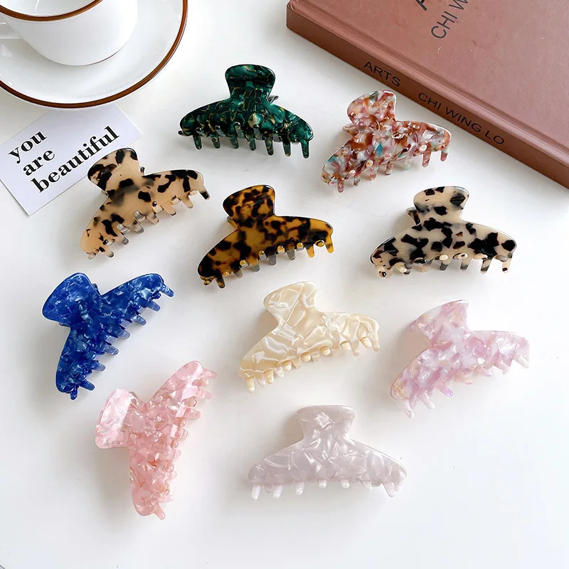 YHJ Retro Style Hair Claw Korean Style Acetate Hair Claw Clips Shark Catch Hair Accessories for Women Girls 250722