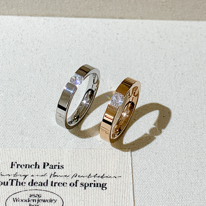 Single diamond zircon Rings Women Designer ring 18K titanium steel Stainless luxury high-end Band rings Classic fashion jewelry gift Plus Size