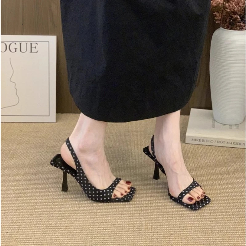 Sexy high-heeled sandals summer fashion square-toed strappy stilettos large-sized casual and comfortable womens shoes 250723
