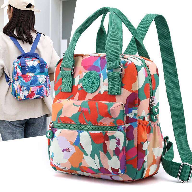 Fashion Floral Pattern Women Small High Quality Waterproof Fabric Shopping Backpack Pretty Style Girls Daypack SAC