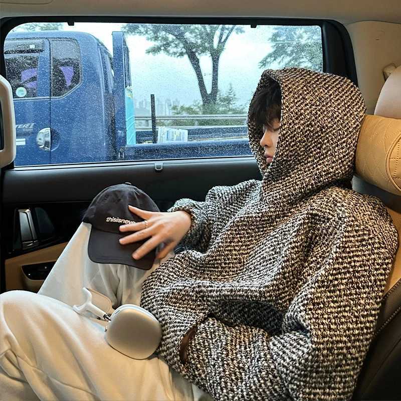 Autumn Clothing Mens Luxury Harajuku Texture Hooded Sweatshirt Casual Fashion Long Sleeve Vintage Pocket Hoodie 2024 New XJ250726