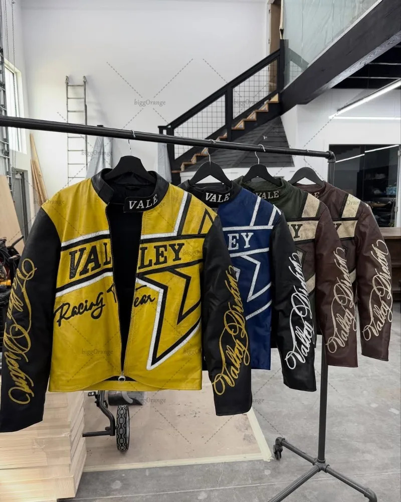 American Star Geometric Fashion Oversized Jacket Men High Street Fashion Harajuku Retro Letter Casual Loose Zipper Coats 250724