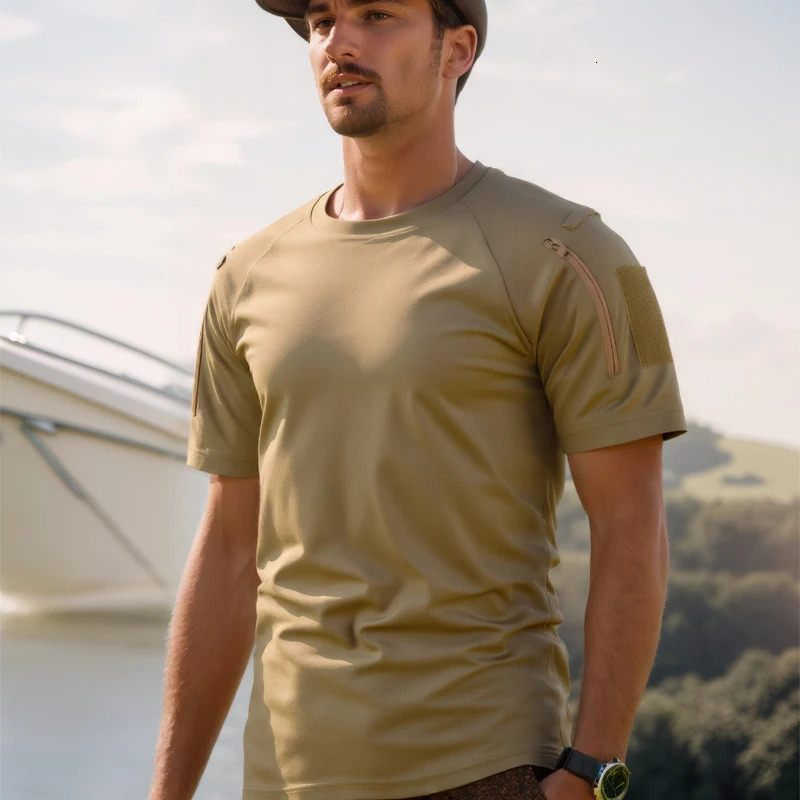 Men Military Quick Dry Pullover ed Shirts Summer Breathable Hiking Camping Climbing Tactical Elastic Plain Tshirts 250725