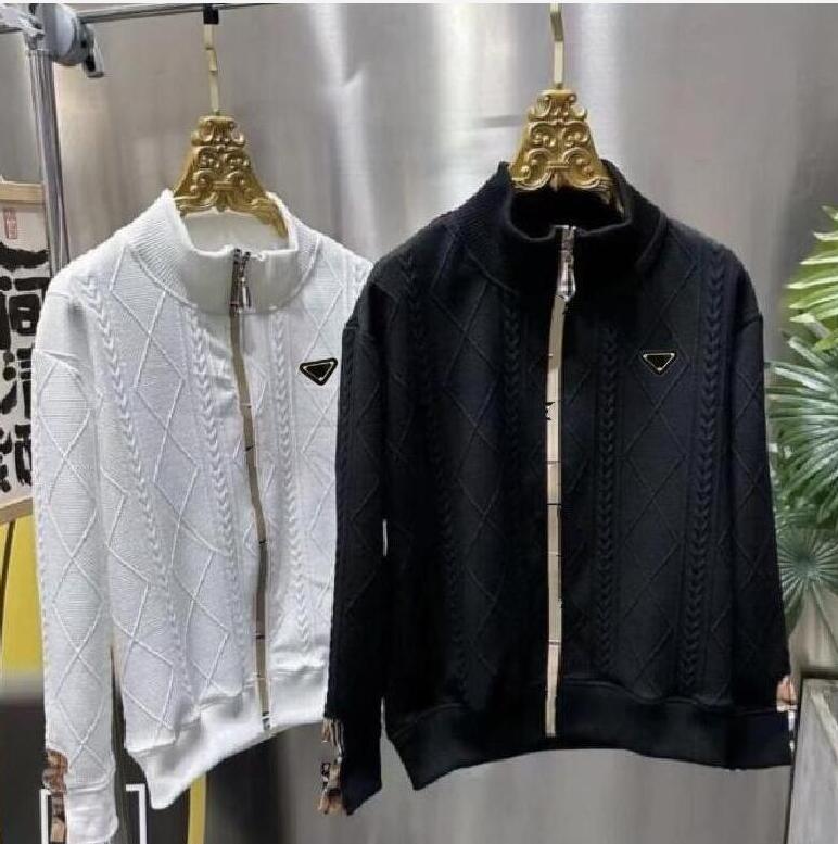 Winter spring men's desinger knitted sweaters stickers cardigan long sleeved brands zipper polos sweater style spliced jacket coats
