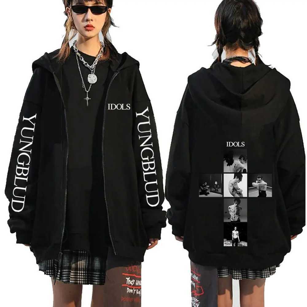 Yungblud IDOLS Album Tour 2025 Zipper Hoodies Mens Women Fashion Hip Hop Pullovers Rock Vintage Zip Up Sweatshirts Jacket Coats XJ250726