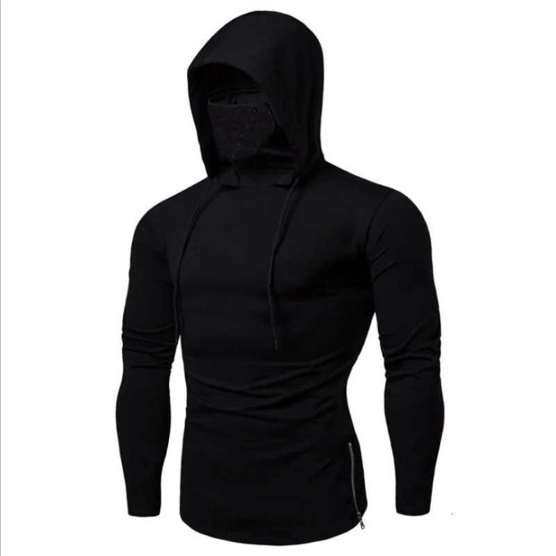 Mens Gym Thin Hoodie Short Sleeve Hoodies With Mask Sweatshirt Casual Splice Large Mask Hoodie Sweatshirt Hooded Tops Cycling250724
