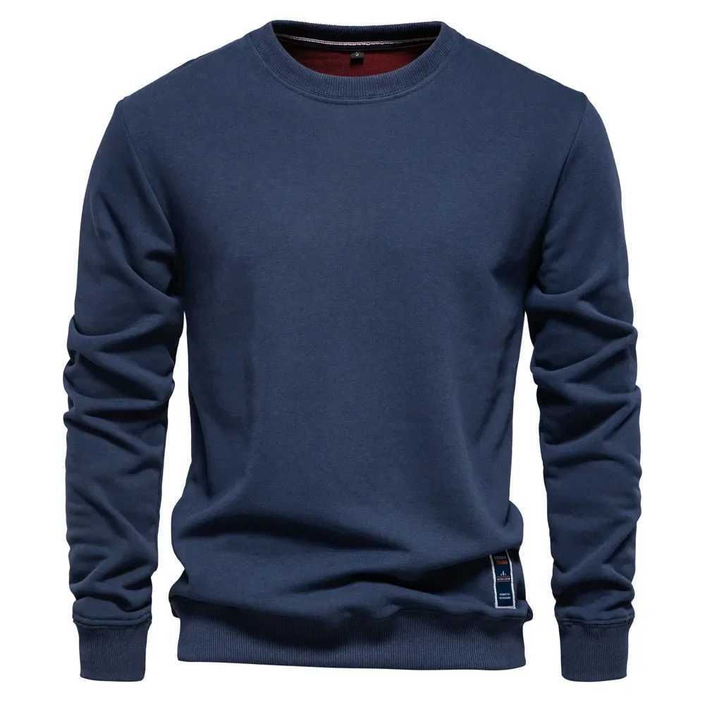 Mens Spring and Autumn New European Long Sleeve Solid Color Sports Outdoor Daily Street Trendy Loose Round Neck Casual Hoodie XJ250726