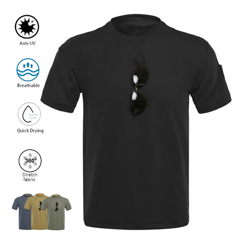 Mens Summer TShirt Quick Dry UV Protection ONeck Tactical Breathable Top for Camping Trekking Hiking Climbing Short Sleeve Shirt 250725