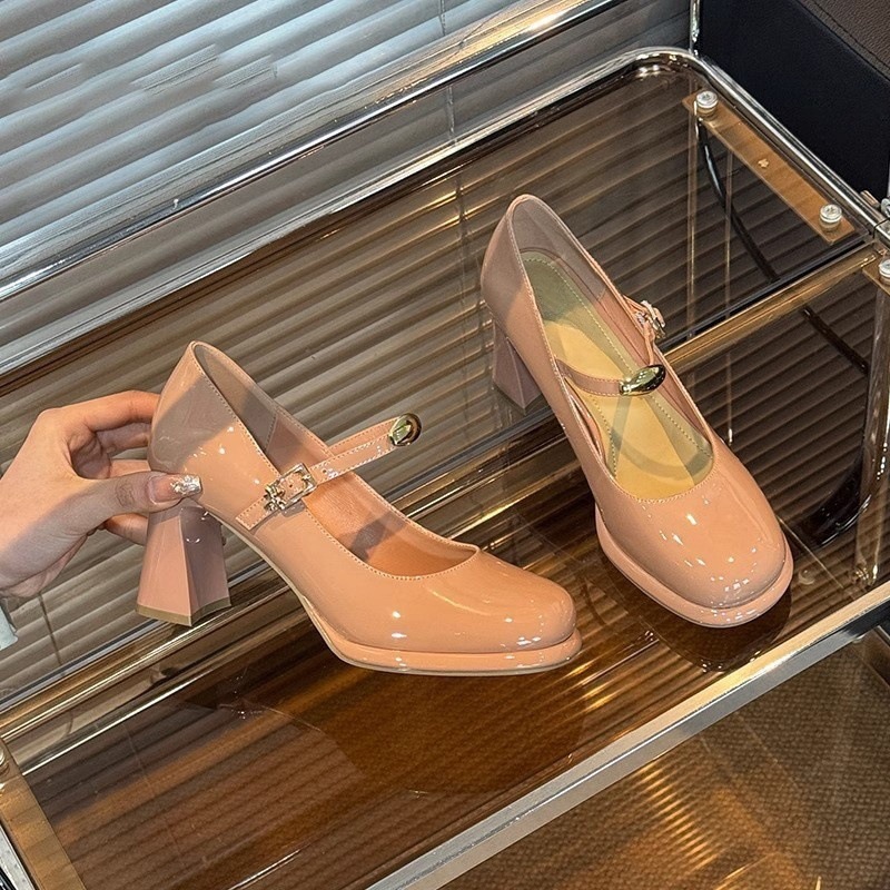Vintage Casual Work Party Woman Shoes Mary Jane Soft Low Heel Shoes Round Toe Shallow Chunky Thick Sole Shoes Women Designer Stylish Fashion Single