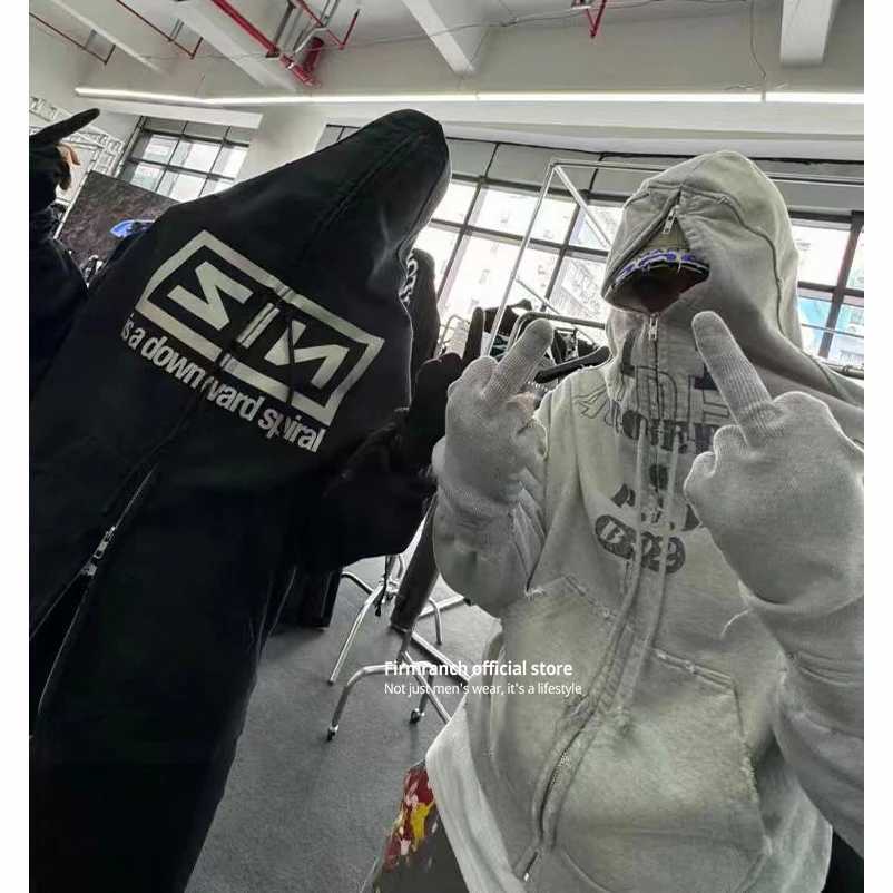 Firmranch New Autumn Winter Korean Archive Fashion Offset Same Style Hoodies With Gloves For Men Women Full Zip Up Sweatshirt J250725