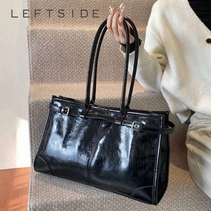 LINKERKANT Large PU Leather Tote Bags Shoulder Bag for Women Winter New Trend Fashion Y K Retro Handbags and Purses bag