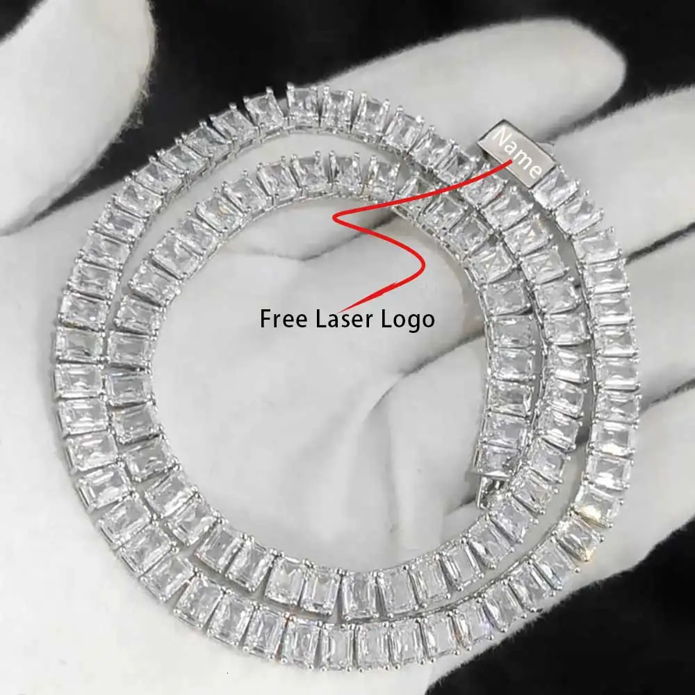6mm Rectangular Zircon Bling Women Tennis Chain Full Iced Out Inlaid Sugar Tennis Necklace Hip Hop Jewelry Free Laser250724