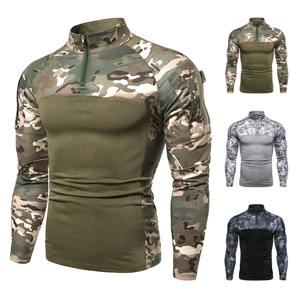 Mens Tactical Sweatshirt Outdoor Hoodies Men Spring Fall Long Sleeve Pullovers Lightweight Stand Collar Slim Fit Sweatshirts 250725