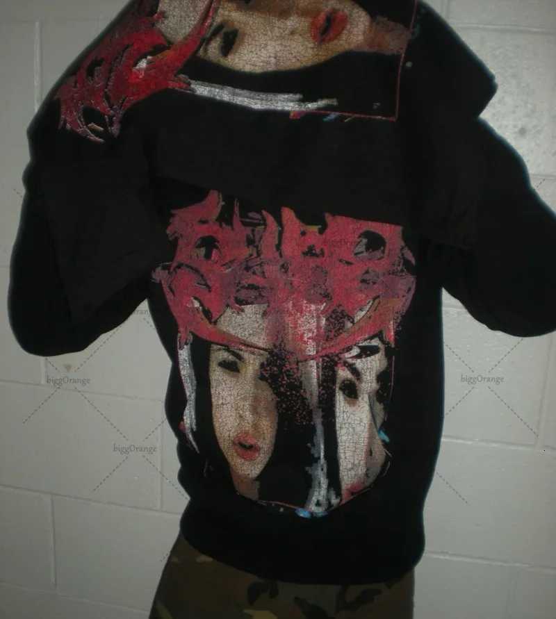 2025 New Casual Trendy American High Street Harajuku Oversized Hoodie for Men and Women with Y2K Goth Punk Dark Anime Printing XJ250726