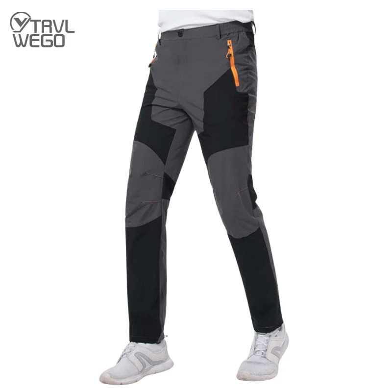TRVLWEGO Men Summer Hiking Pants Wearresistant Water Splash Prevention Quick Dry UV Proof Elastic Thin Camping Trousers 250725