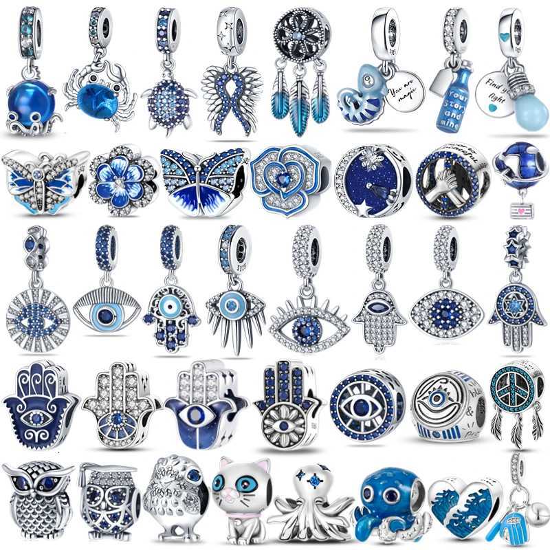 925 Sterling Silver Ocean Series Charms Bracelet DIY Bead Jewelry Making 100% S925 Original Bracelet Blue Plata Charms Fit Pan XJ250726