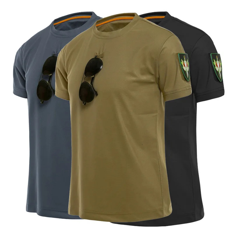 Outdoor Sport Tactical TShirts Hiking Tee Shirt Men Special Loose Cotton Quick Dry Short Sleeve Solid Breathable 250725