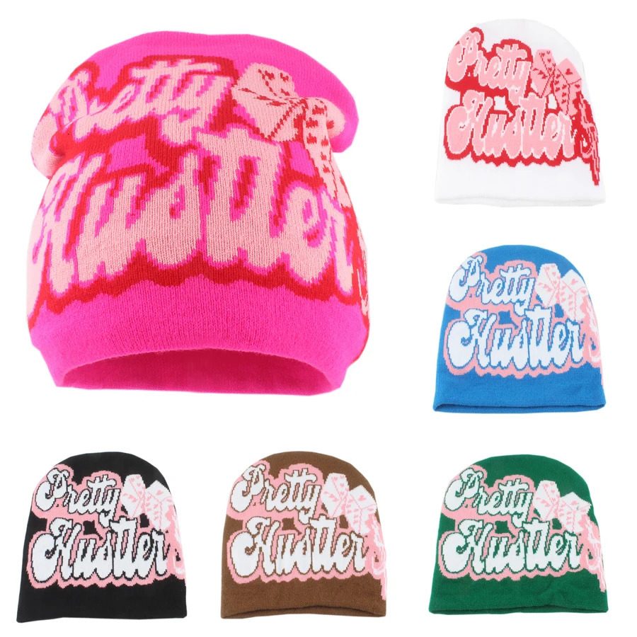 Ins Women Beanie American Vintage Y2k Hats Girls Winter Warm Knitted Letter Skullies Beanies Hiphop Cap 250725