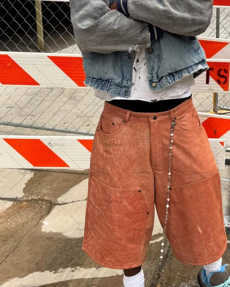 Harajuku Y2K Clothing Street Hip-hop Casual Loose Shorts Men American Retro Fashion Straight Five-leg Pants Women 250724